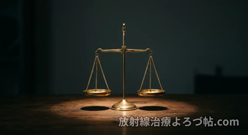 天秤（選択をする、どちらが良いか、のイメージ）